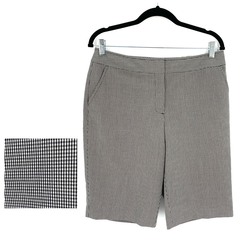 Chico's Black and White Houndstooth Bermuda Shorts